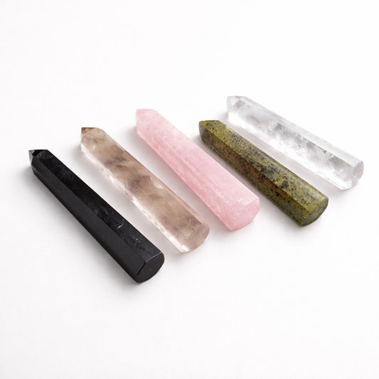Gemstone Six Face Obelisk Point approx 11cm - Rose Quartz