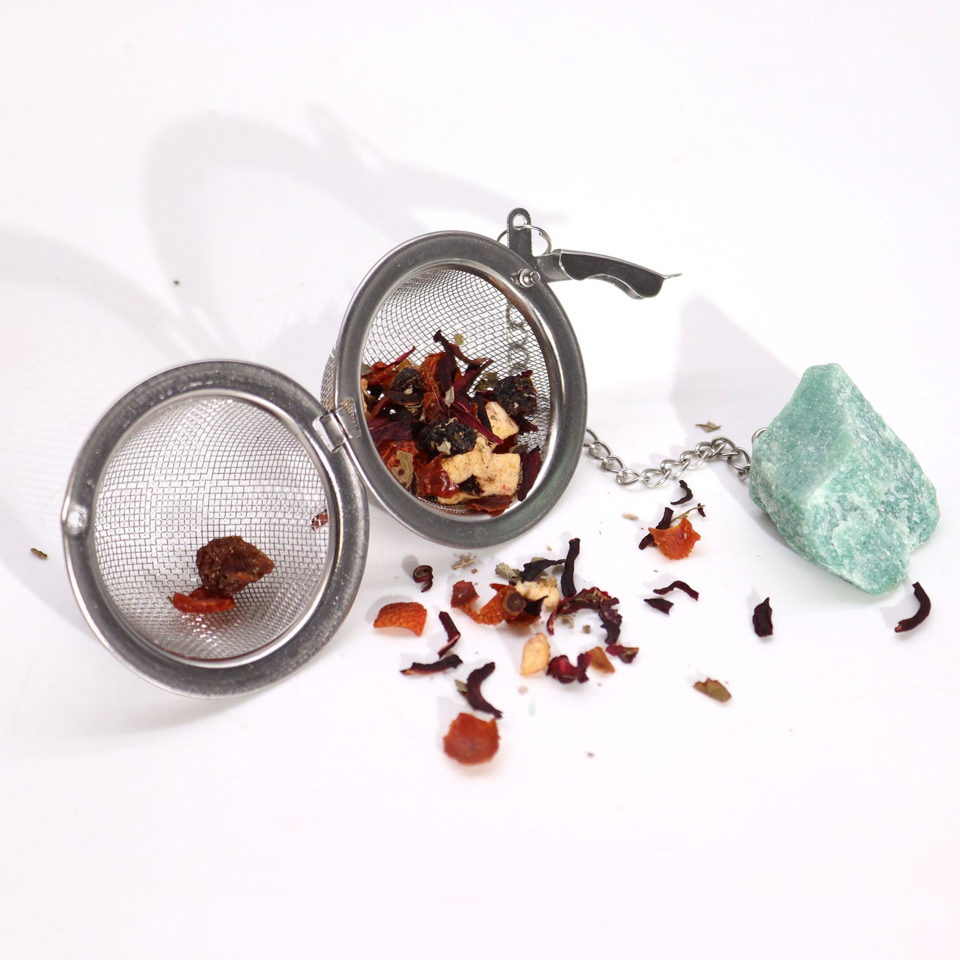 Red Jasper crystal tea strainer with stainless steel mesh for loose leaf tea