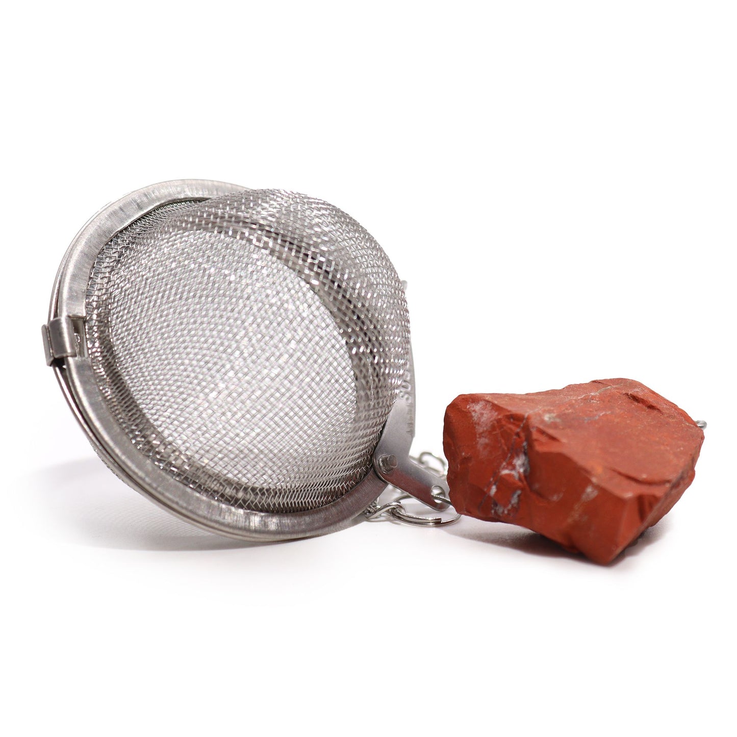 Red Jasper crystal tea strainer with stainless steel mesh for loose leaf tea